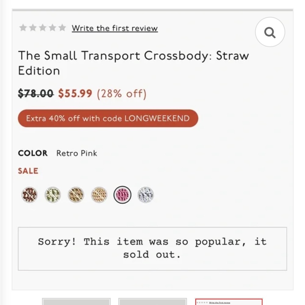 The small transport crossbody: straw edition hot pink - Picture 2 of 7